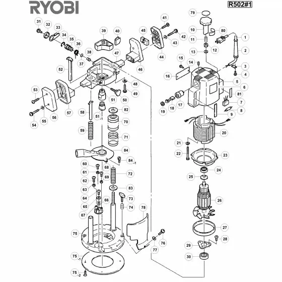 Ryobi R502I Spare Parts List Type: 1000078700